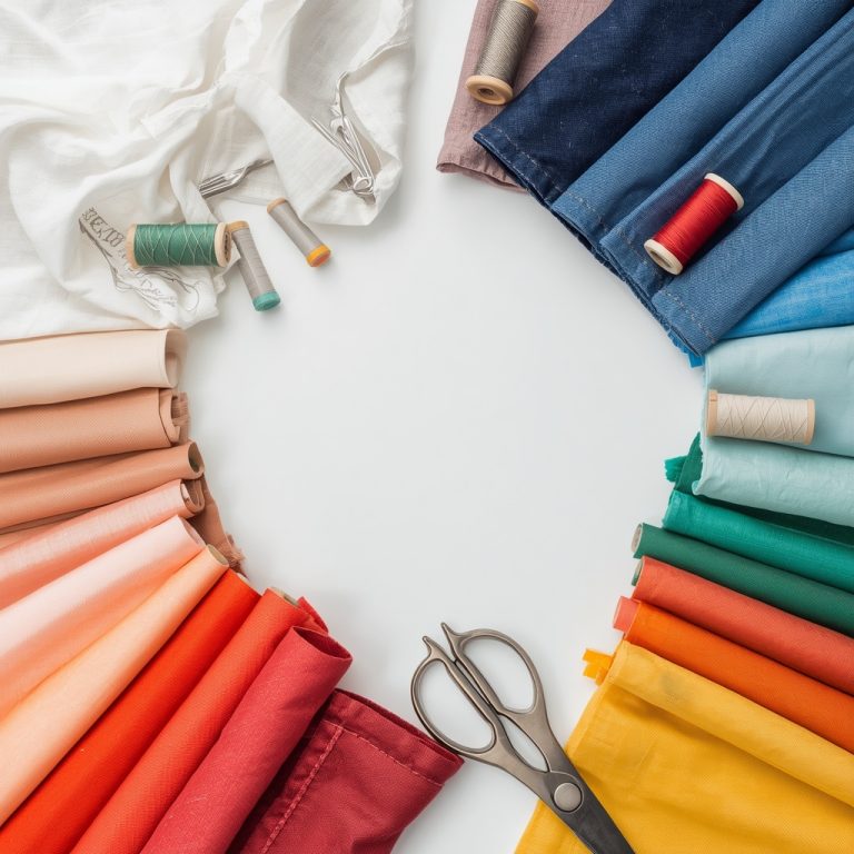 Colorful fabric rolls arranged for choosing the right fabric for a project